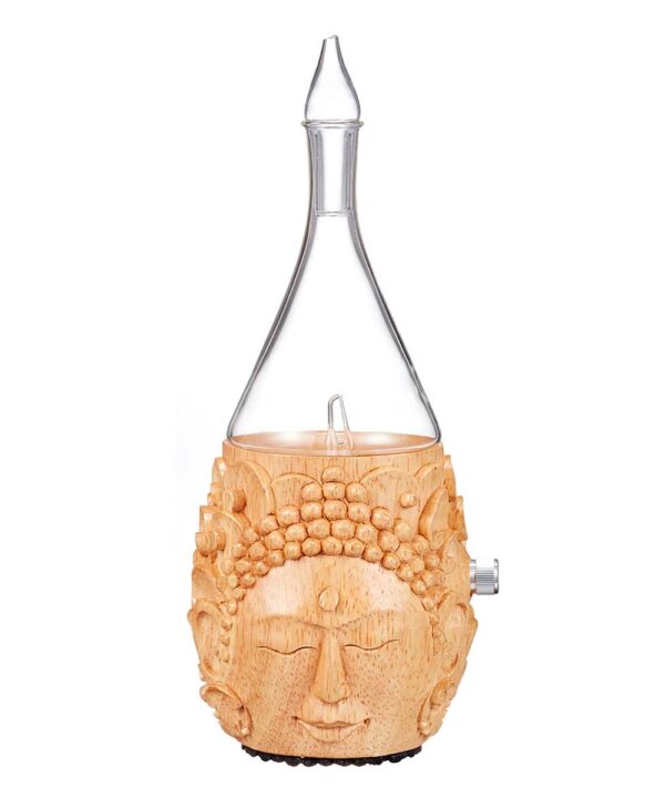 Hand-carved Buddha Head Essential Oil Diffuser by Organic Aromas Front View